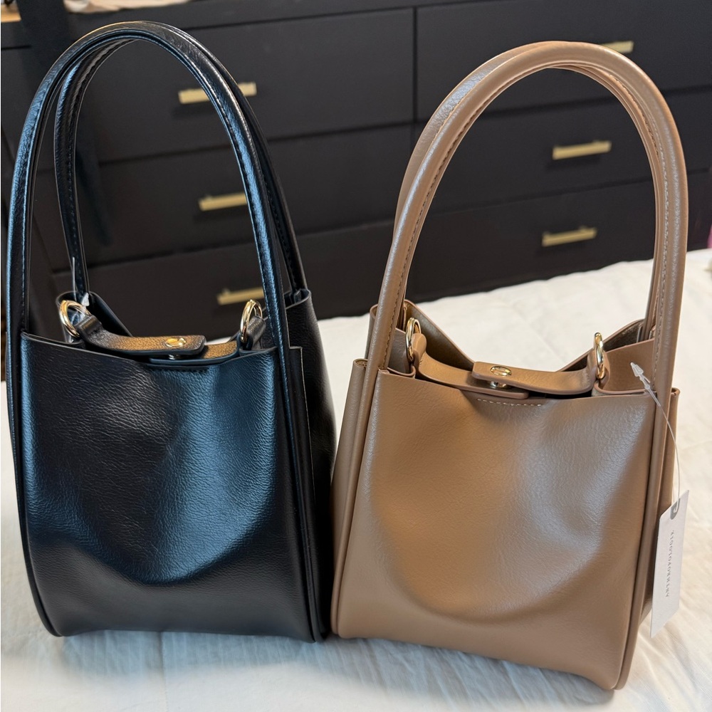 Elegant Black and Tan Women's Handbag Set